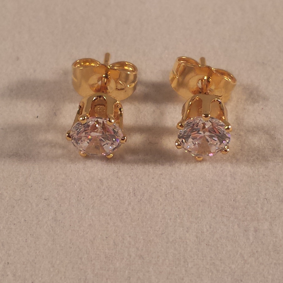 Jewelry - 24K Yellow Gold Filled Diamond Zircon Stud Earrings 1.28ctw Women's Party Gift